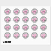 Sticker Rond Aquarelle moderne Baby shower Coeur rose (Feuille)