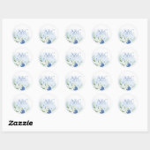 Sticker Rond Aquarelle moderne bleu Mariage Floral (Feuille)