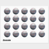 Sticker Rond Aquarelle moderne Bleu & Rose Or Rose AMOUR (Feuille)