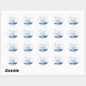 Sticker Rond Aquarelle moderne | Blue Merci Wedding Favor (Feuille)