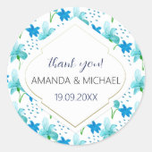 Sticker Rond Aquarelle moderne Boho Iris Blue Abstrait (Devant)