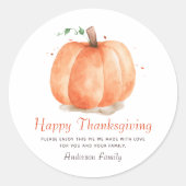 Sticker Rond Aquarelle moderne Citrouille d'automne Thanksgivin (Devant)