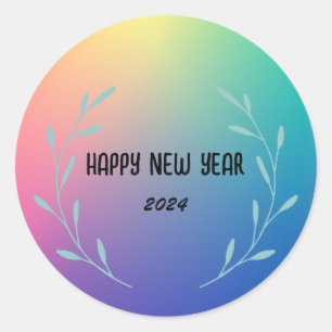 Sticker Rond Aquarelle moderne dégradante florale Bonne année