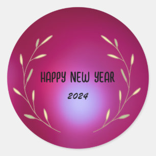 Sticker Rond Aquarelle moderne dégradante florale Bonne année
