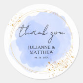 Sticker Rond Aquarelle moderne Dusty Merci bleu Mariage (Devant)