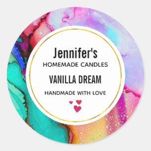 Sticker Rond Aquarelle moderne en marbre Abstrait