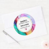 Sticker Rond Aquarelle moderne en marbre Abstrait (Enveloppe)