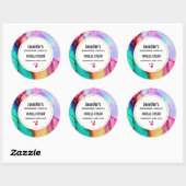 Sticker Rond Aquarelle moderne en marbre Abstrait (Feuille)