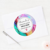 Sticker Rond Aquarelle moderne en marbre Abstrait (Enveloppe)