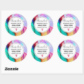 Sticker Rond Aquarelle moderne en marbre Abstrait (Feuille)