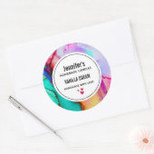 Sticker Rond Aquarelle moderne en marbre Abstrait (Enveloppe)