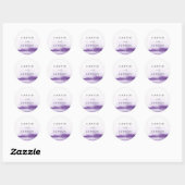 Sticker Rond Aquarelle moderne | Enveloppe Mariage violet (Feuille)