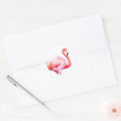 Sticker Rond Aquarelle moderne Flamant rose rose (Enveloppe)