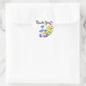 Sticker Rond Aquarelle moderne Fleurs sauvages Merci (Sac)