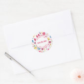 Sticker Rond Aquarelle moderne Floral rose violet (Enveloppe)