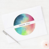 Sticker Rond Aquarelle moderne Green & Red Space Nebula (Enveloppe)