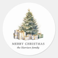 Aquarelle moderne Joyeux sapin de Noël
