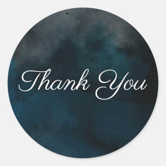 Sticker Rond Aquarelle moderne Moody Blue Chic Wedding Favorise (Devant)