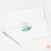Sticker Rond Aquarelle moderne | Phoques Mariages verts (Enveloppe)