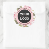 Sticker Rond Aquarelle moderne rose floral noir (Sac)