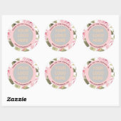Sticker Rond Aquarelle moderne rose floral votre logo (Feuille)