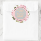 Sticker Rond Aquarelle moderne rose floral votre logo (Sac)