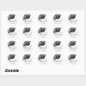 Sticker Rond Aquarelle moderne Rose noir Merci Mariage (Feuille)