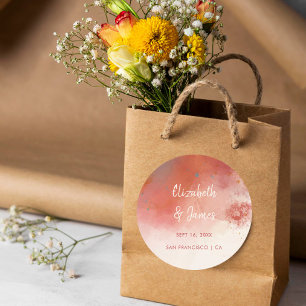 Sticker Rond Aquarelle moderne Terracotta Desert Boho Mariage