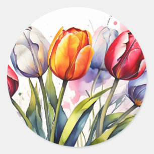 Sticker Rond Aquarelle moderne Tulip Bold