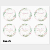 Sticker Rond Aquarelle moderne Vert Baby shower rose Floral (Feuille)