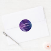 Sticker Rond Aquarelle moderne violet Mariage bleu marine (Enveloppe)