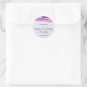 Sticker Rond Aquarelle moderne violet violet Merci mauve violet (Sac)