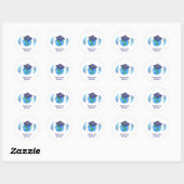Sticker Rond Aquarelle Monde Avec Casquette Et Plumes (Feuille)