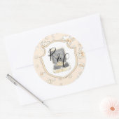 Sticker Rond Aquarelle Monogramme Mariage anneaux Magnolia (Enveloppe)