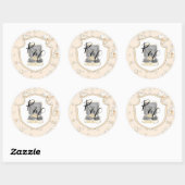 Sticker Rond Aquarelle Monogramme Mariage anneaux Magnolia (Feuille)