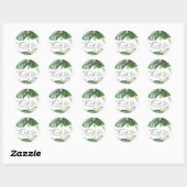 Sticker Rond Aquarelle Monstera Mariage d'été Merci (Feuille)