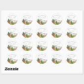 Sticker Rond Aquarelle Montagne Automne Enregistrez la Date (Feuille)
