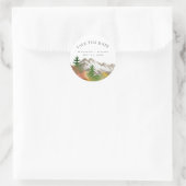 Sticker Rond Aquarelle Montagne Automne Enregistrez la Date (Sac)
