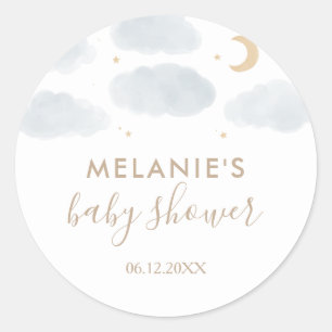 Sticker Rond Aquarelle Moon Stars Baby shower