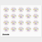 Sticker Rond Aquarelle multicolore Splash Merci classique (Feuille)