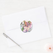 Sticker Rond Aquarelle musique florale agenda avec notes (Enveloppe)