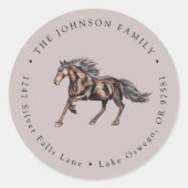 Sticker Rond Aquarelle Mystical Horse Adresse de retour (Devant)