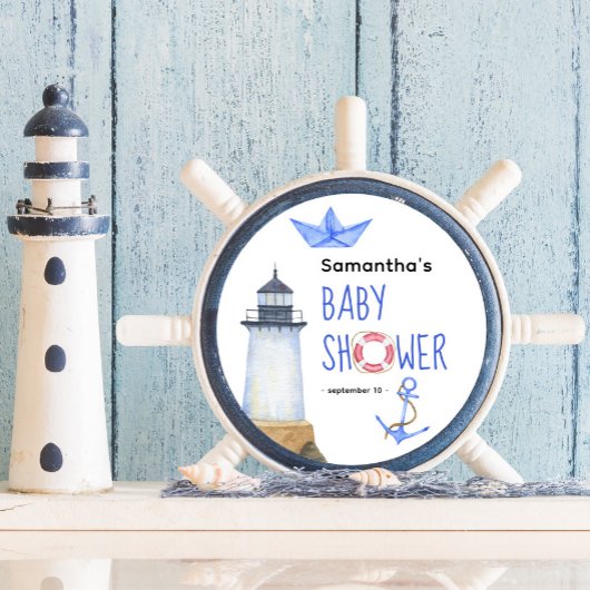 Sticker Rond Aquarelle nautique - baby shower