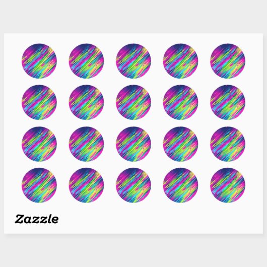 Sticker Rond Aquarelle Neon Vibrant (Feuille)