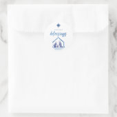 Sticker Rond Aquarelle Noël Bénédiction Nativité Fête (Sac)