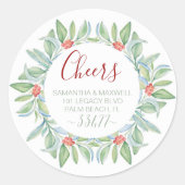 Sticker Rond Aquarelle Noël Botanique Feuilles Adresse (Devant)