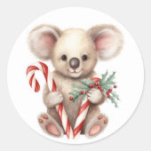 Sticker Rond Aquarelle Noël Ours Koala (Devant)