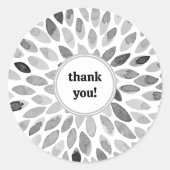 Sticker Rond Aquarelle noir et blanc brosse traits merci (Devant)