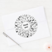 Sticker Rond Aquarelle noir et blanc brosse traits merci (Enveloppe)