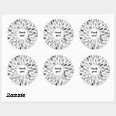 Sticker Rond Aquarelle noir et blanc brosse traits merci (Feuille)